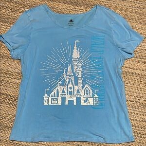 Blue Disney Castle Graphic T-Shirt